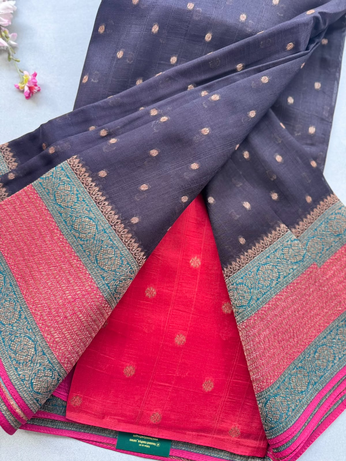 Black 3D Border Tussar Georgette Saree 110