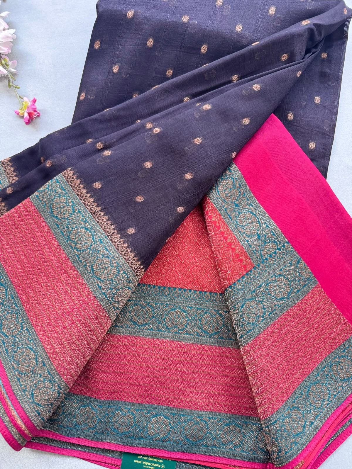 Black 3D Border Tussar Georgette Saree 110