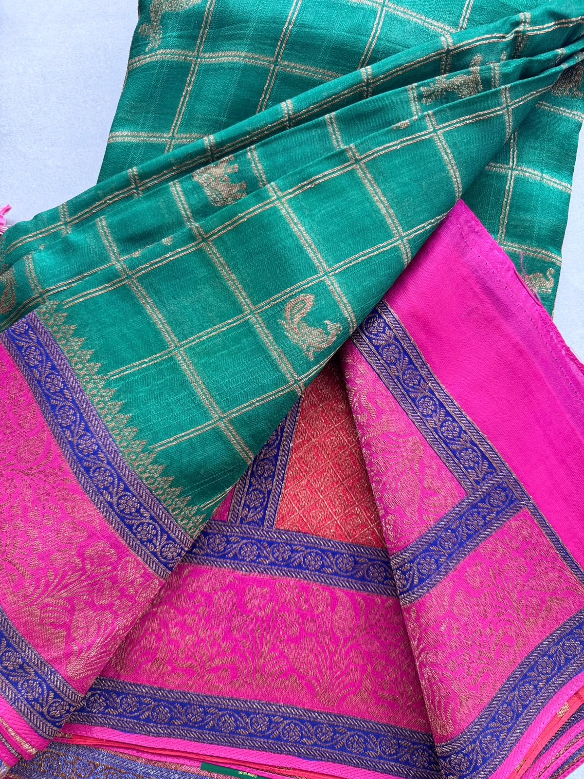 Green 3D Border Tussar Georgette Saree 110