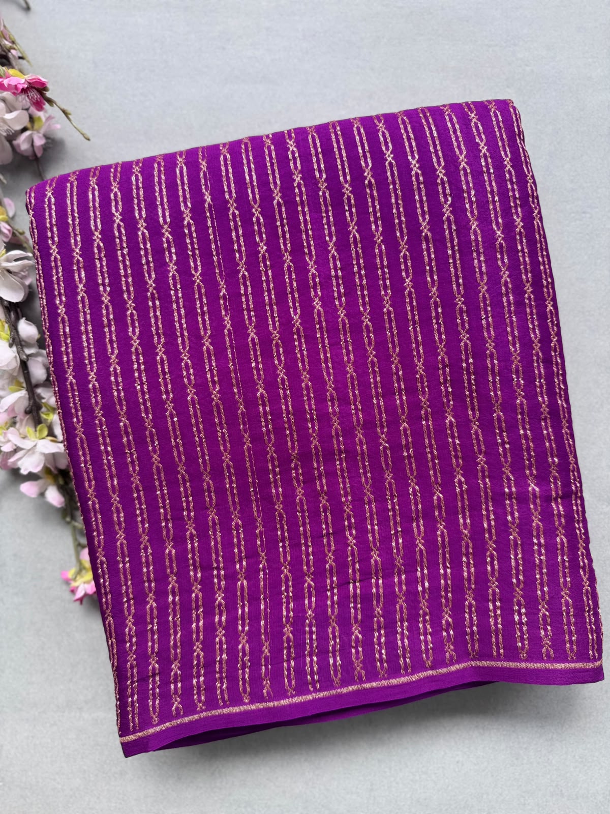Purple Pure Benarasi Crepe with Contrast Blouse Saree 110