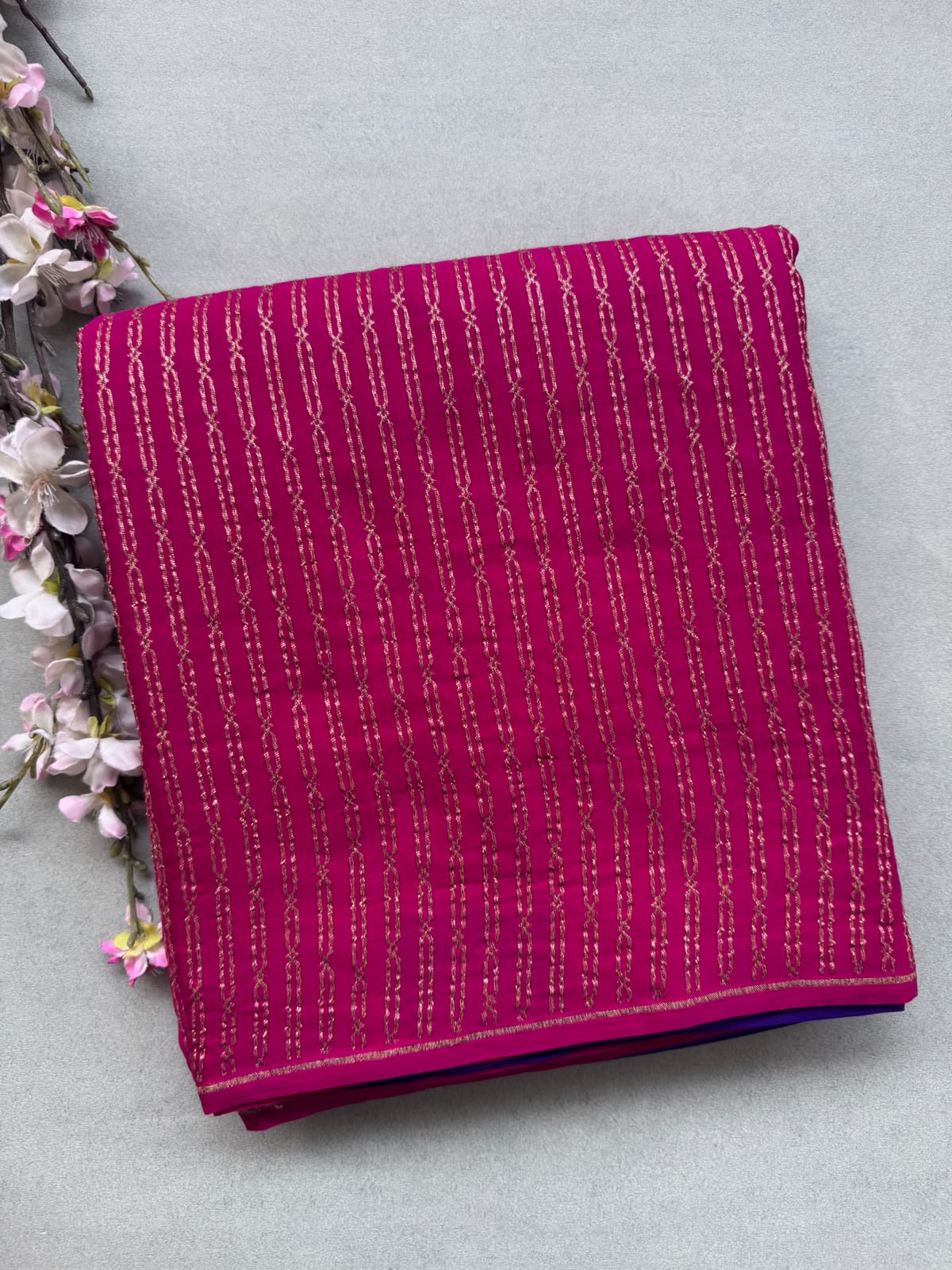 Magenta Pure Benarasi Crepe with Contrast Blouse Saree 110