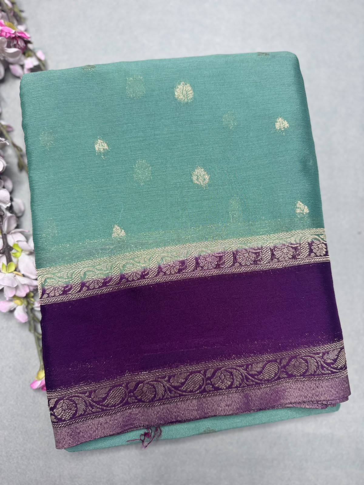 Green Chinnon Saree 110