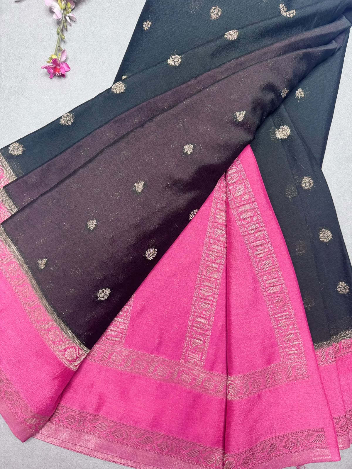 Bottle Green Chinnon Saree 110