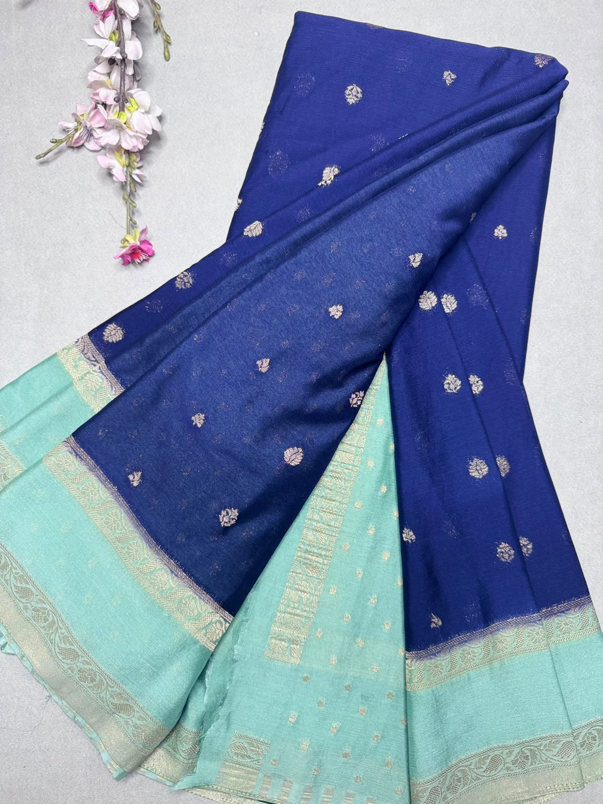 Navy Blue Chinnon Saree 110