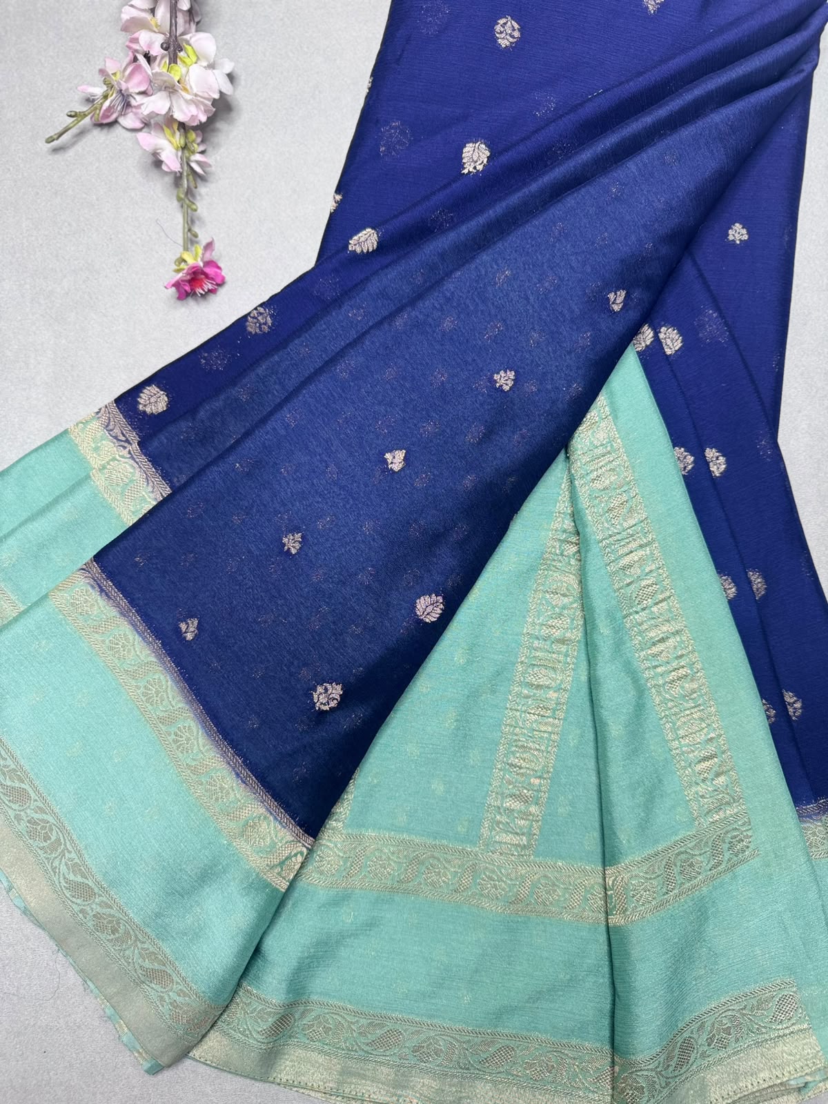 Navy Blue Chinnon Saree 110
