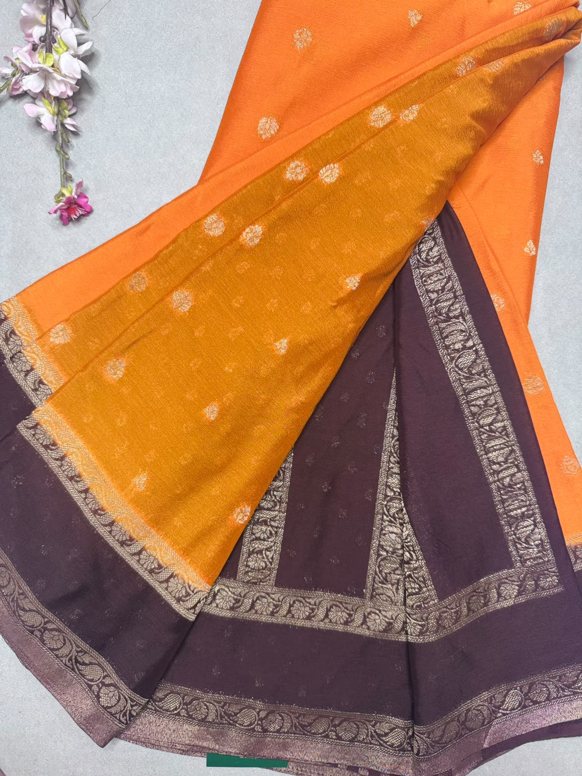Orange Chinnon Saree 110