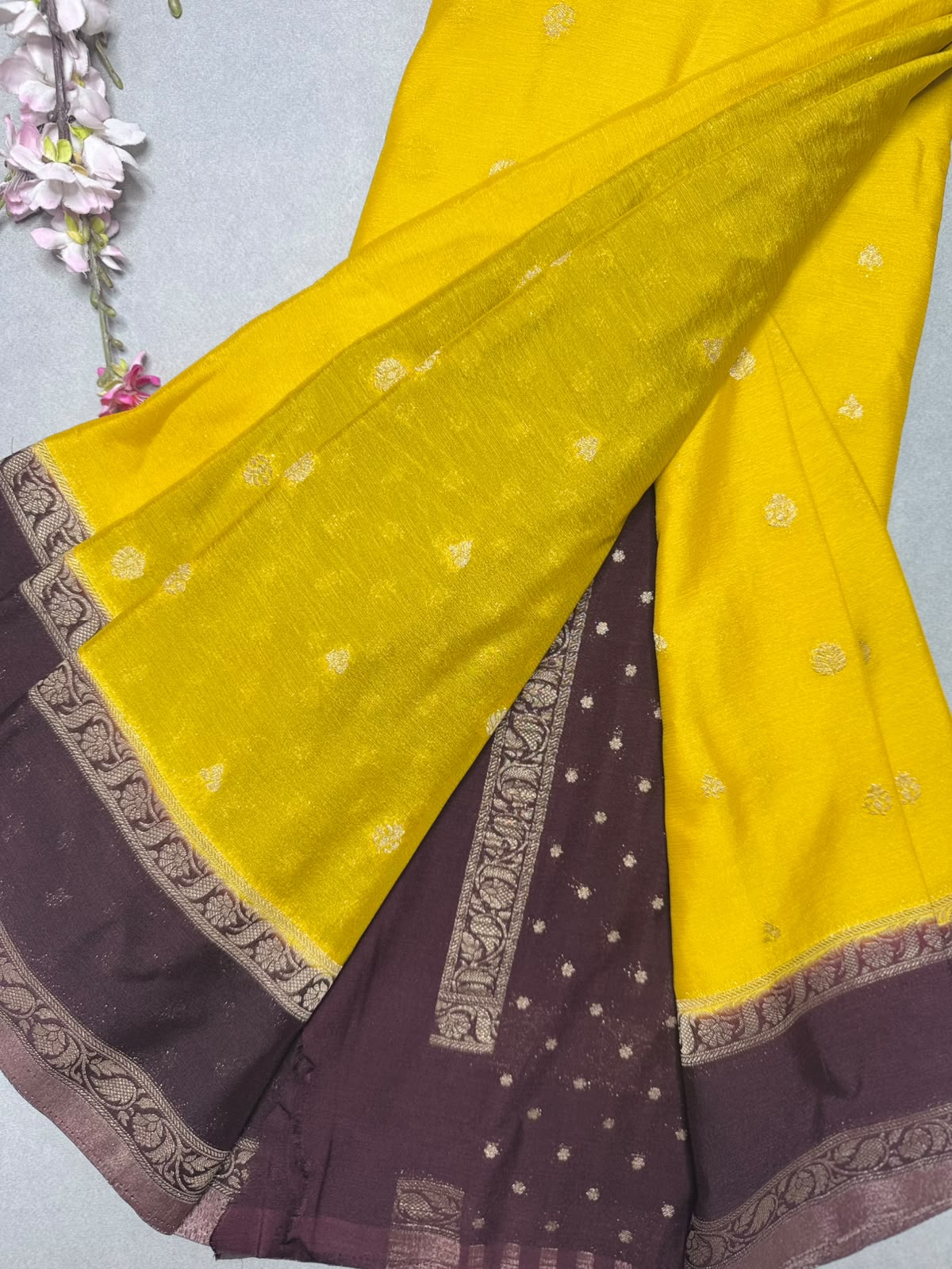 Yellow Chinnon Saree 110