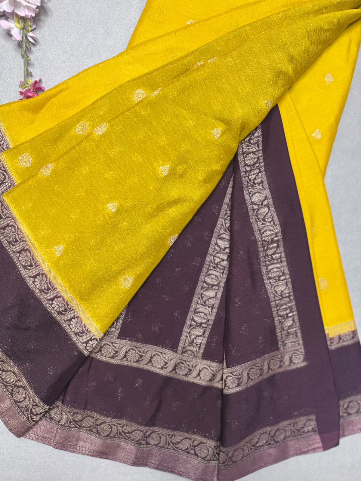 Yellow Chinnon Saree 110