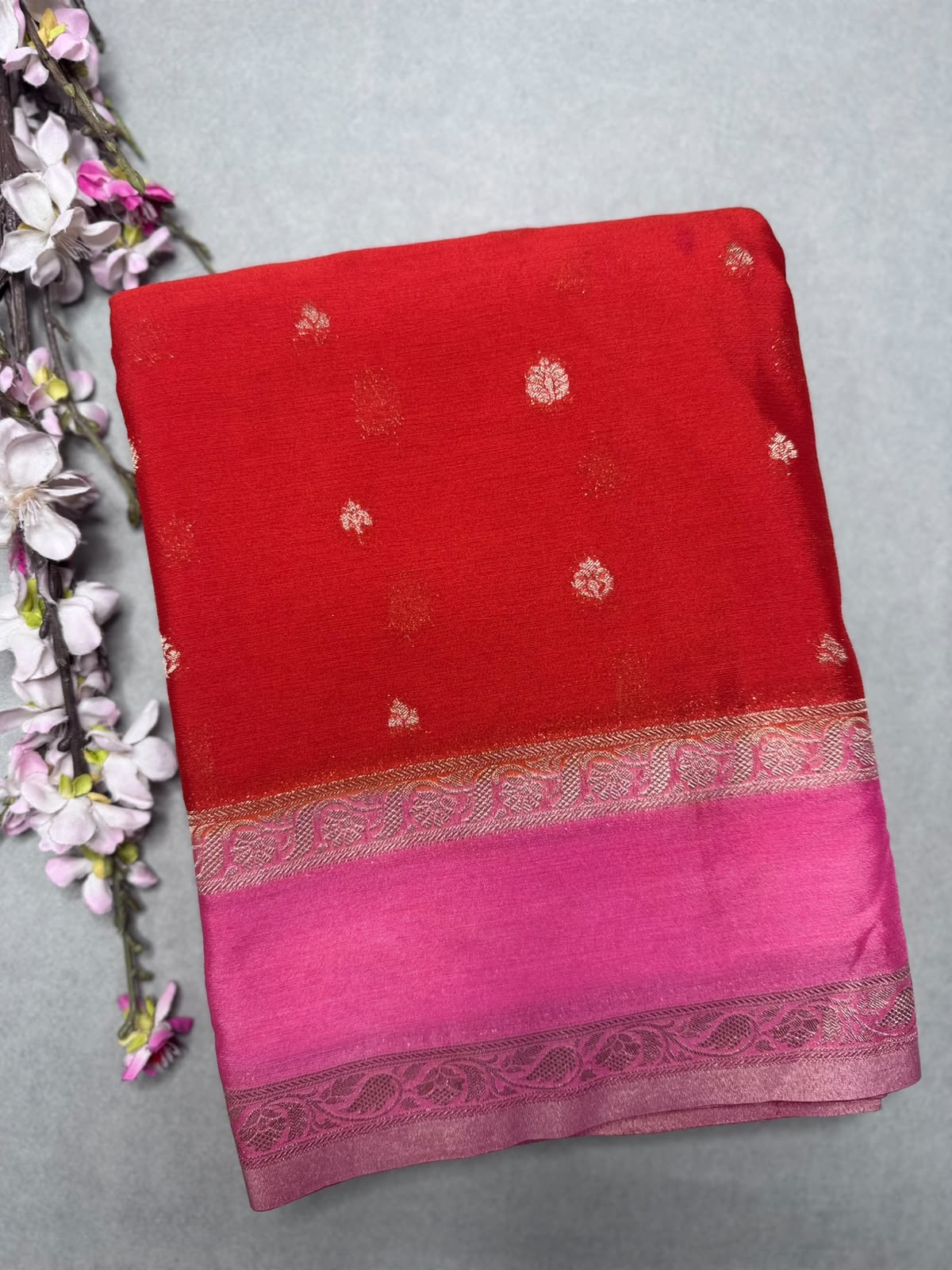 Orange Chinnon Saree 110