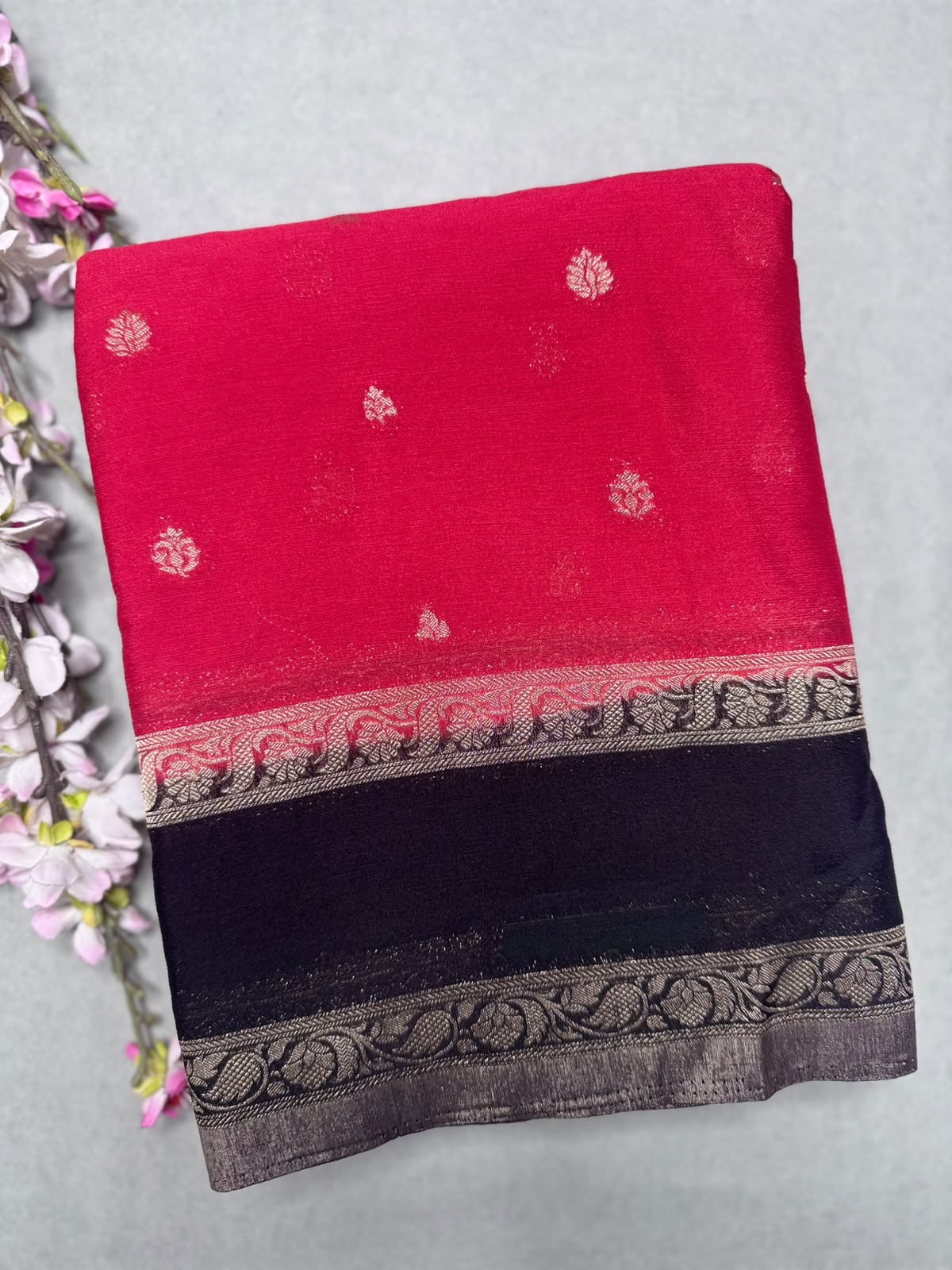 Red Chinnon Saree 110