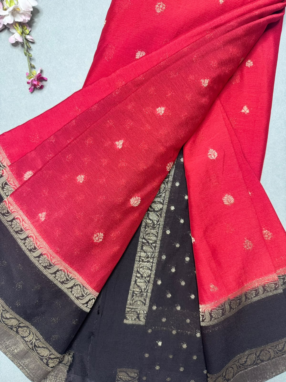 Red Chinnon Saree 110