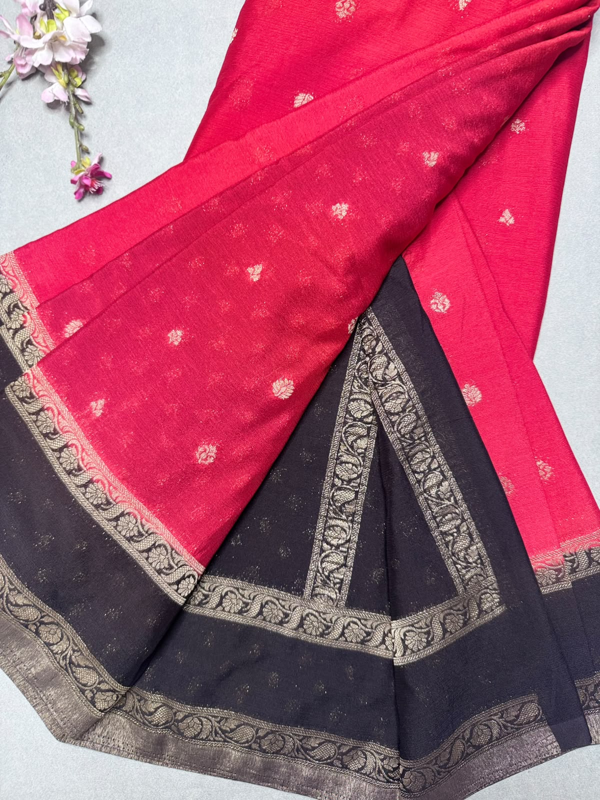 Red Chinnon Saree 110