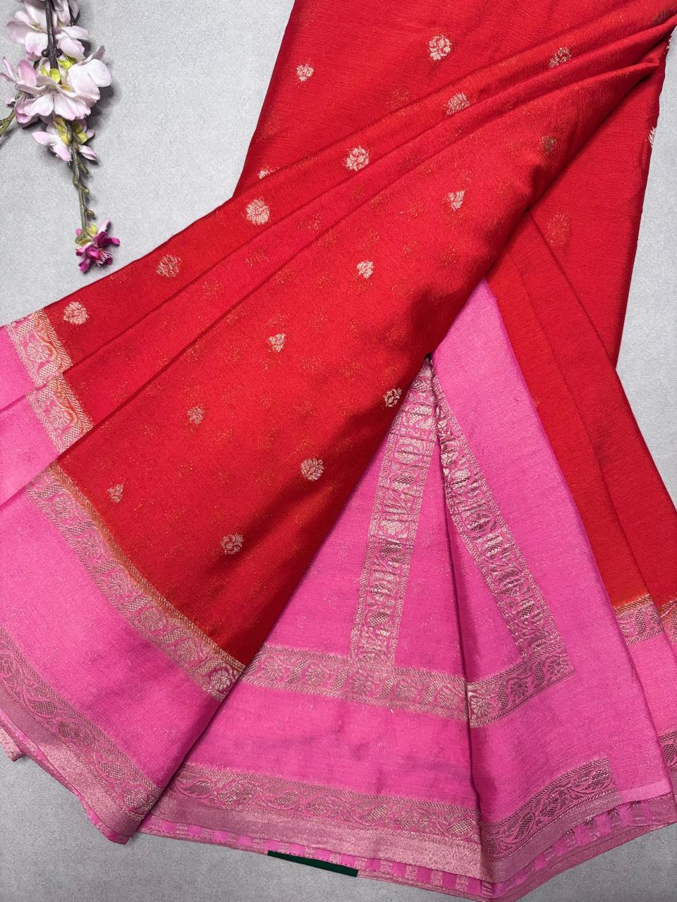 Orange Chinnon Saree 110