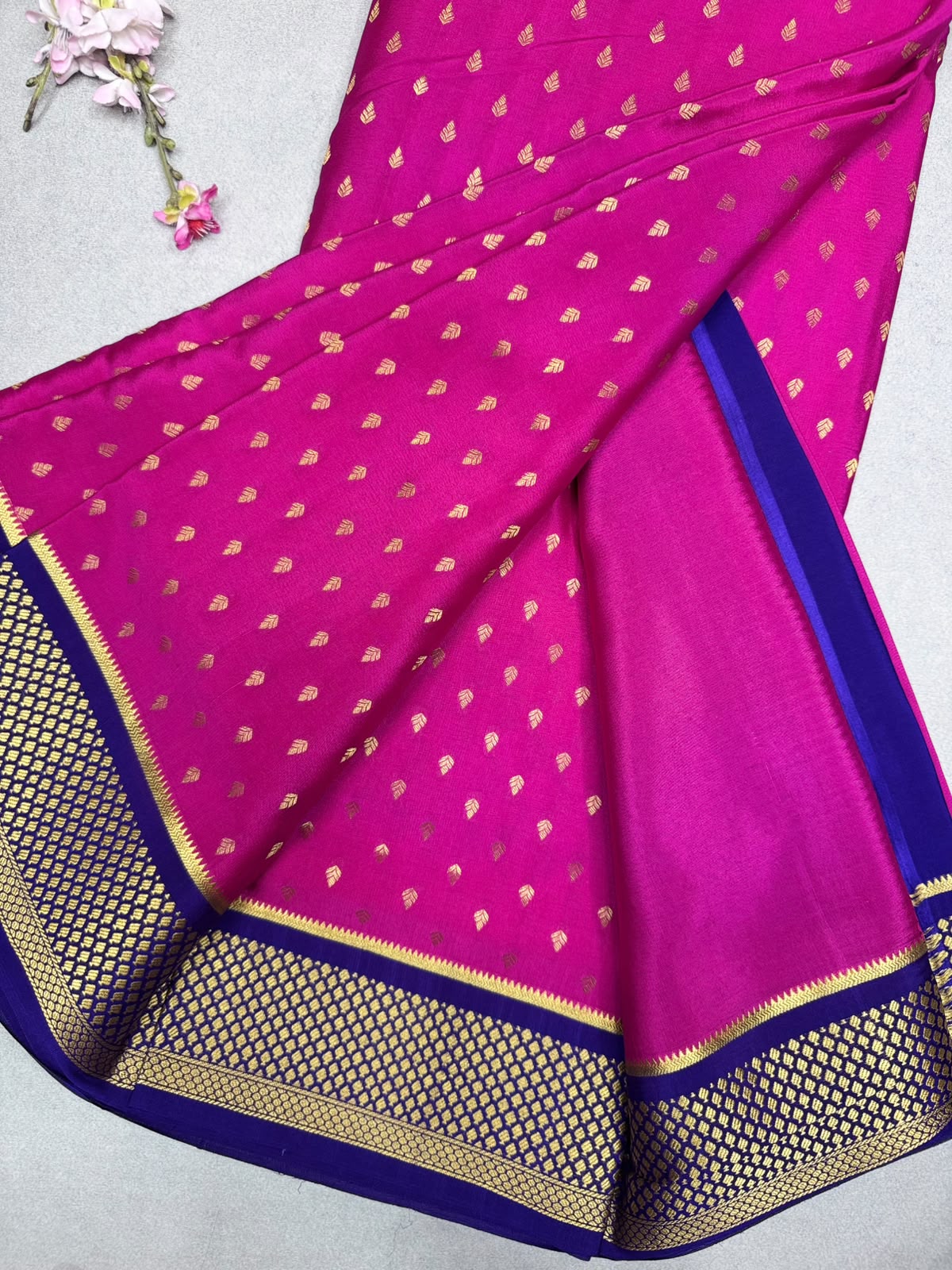 Magenta Tilaka Butta Pure Mysore Crepe Silk Saree 110