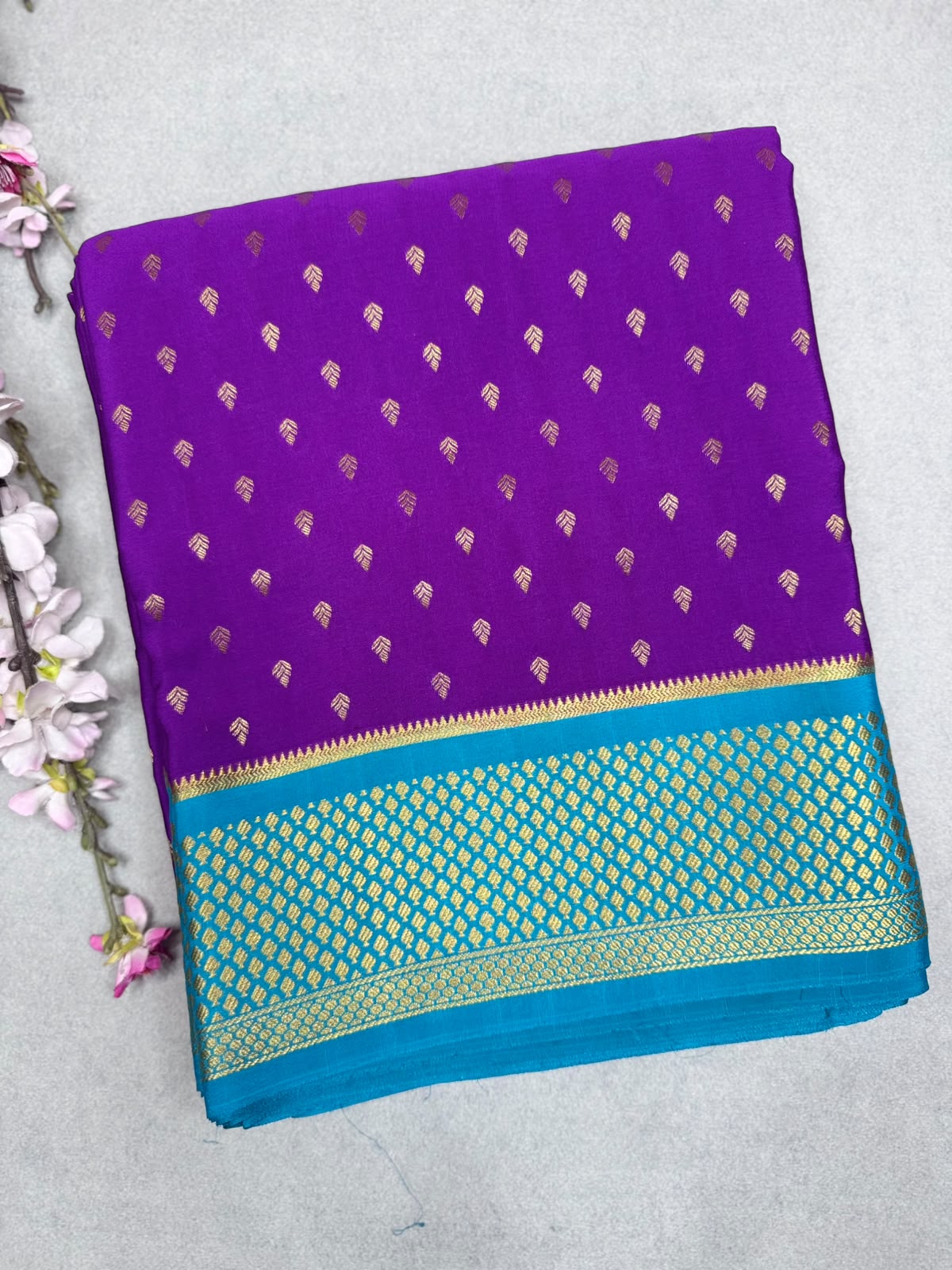Purple Tilaka Butta Pure Mysore Crepe Silk Saree 110