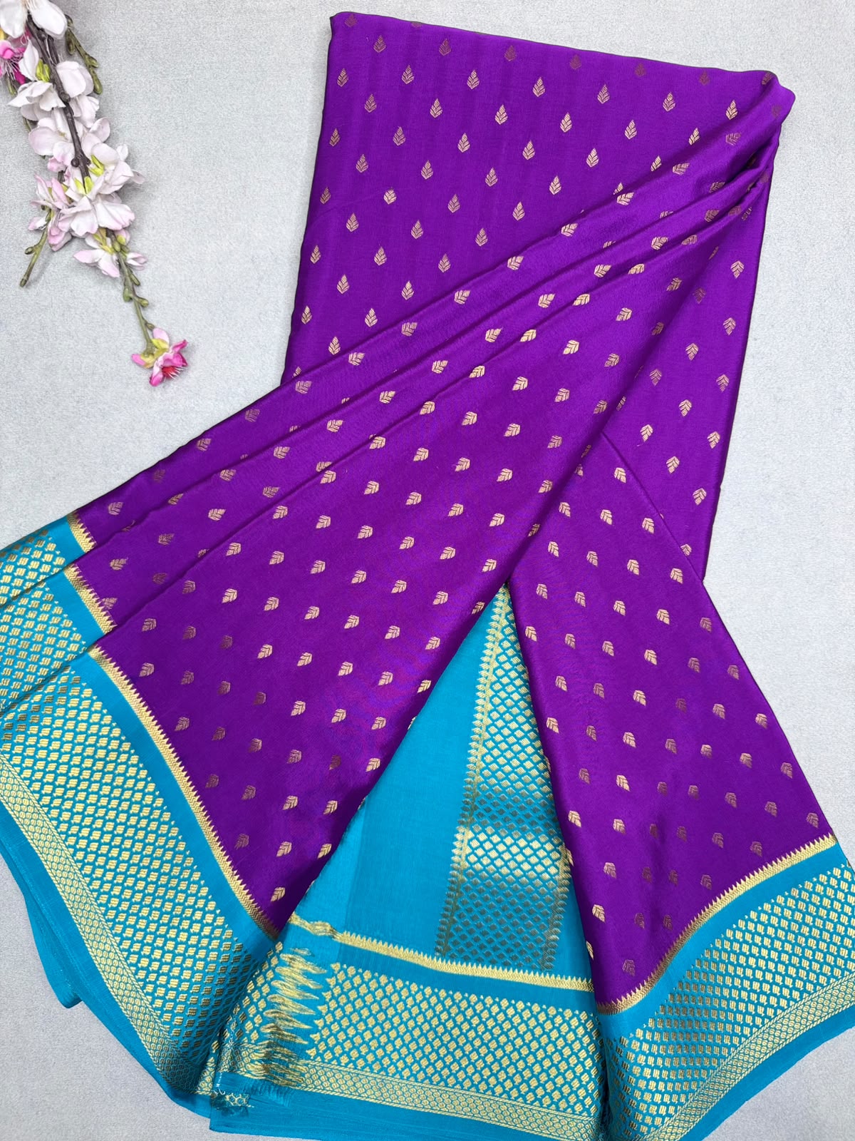 Purple Tilaka Butta Pure Mysore Crepe Silk Saree 110