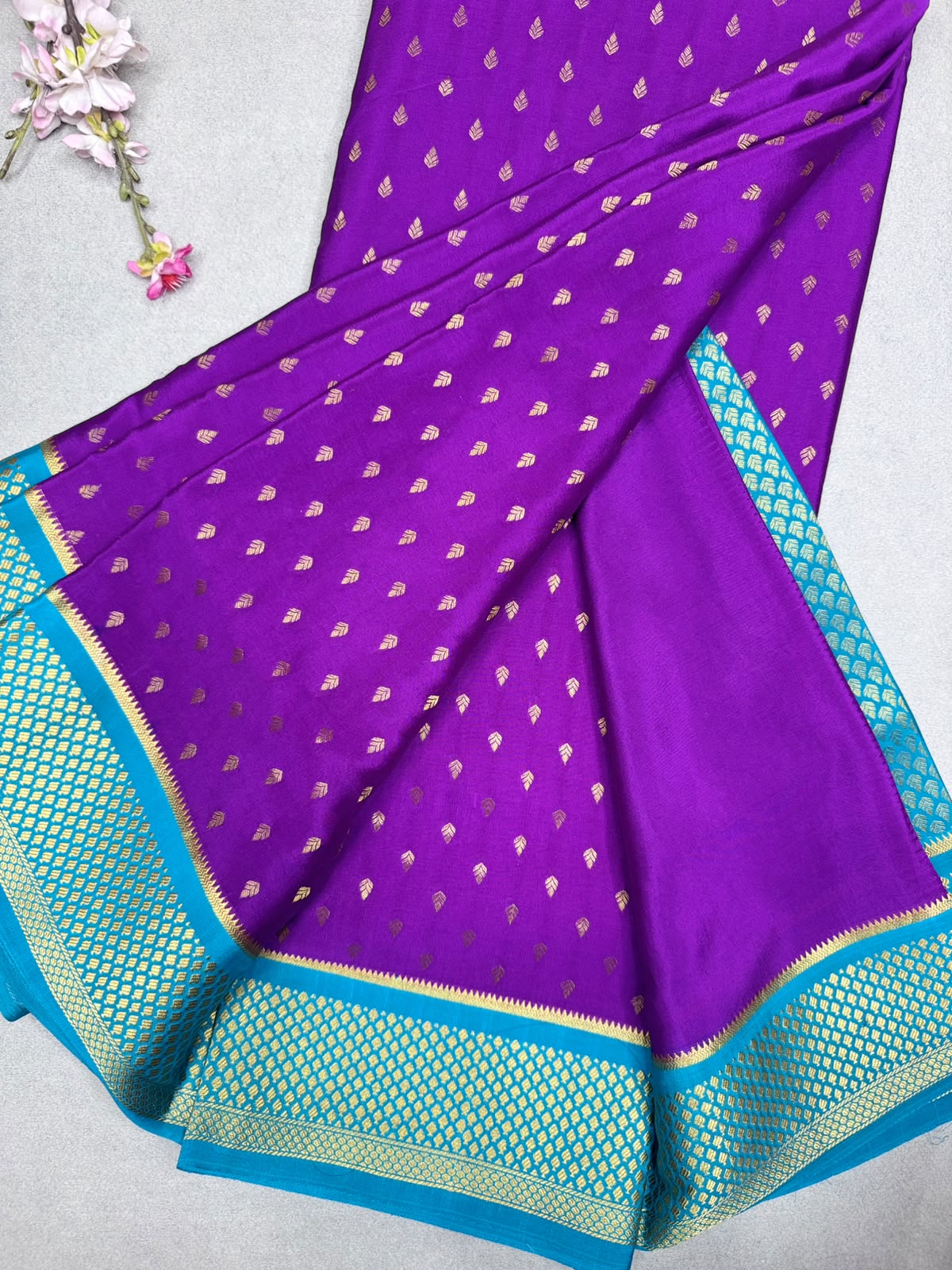 Purple Tilaka Butta Pure Mysore Crepe Silk Saree 110