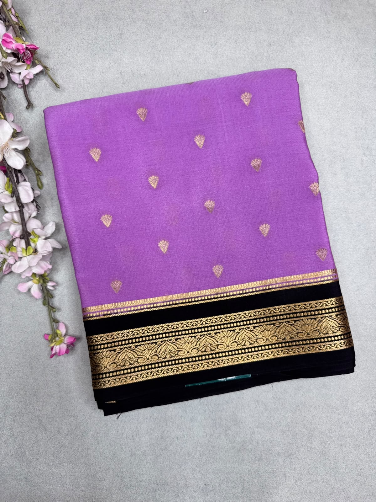 Mauve Tilaka Butta Pure Mysore Crepe Silk Saree 110