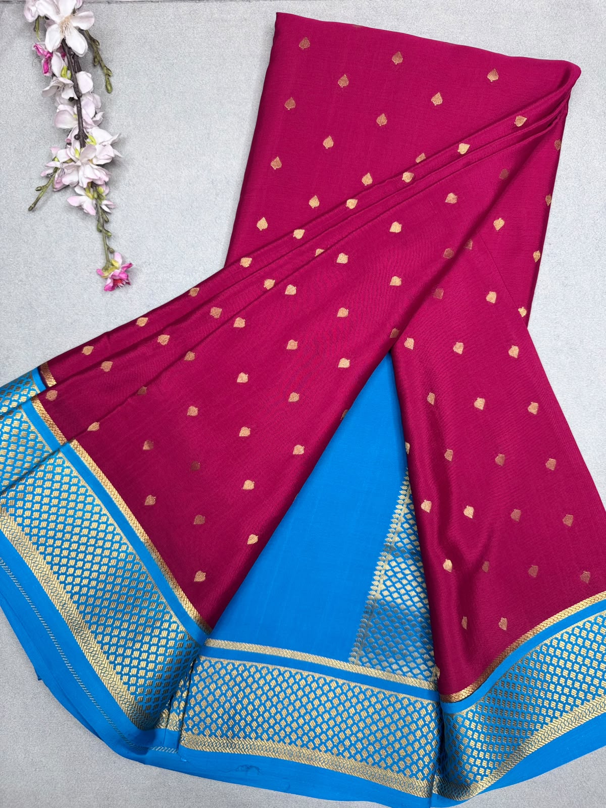 Red Tilaka Butta Pure Mysore Crepe Silk Saree 110