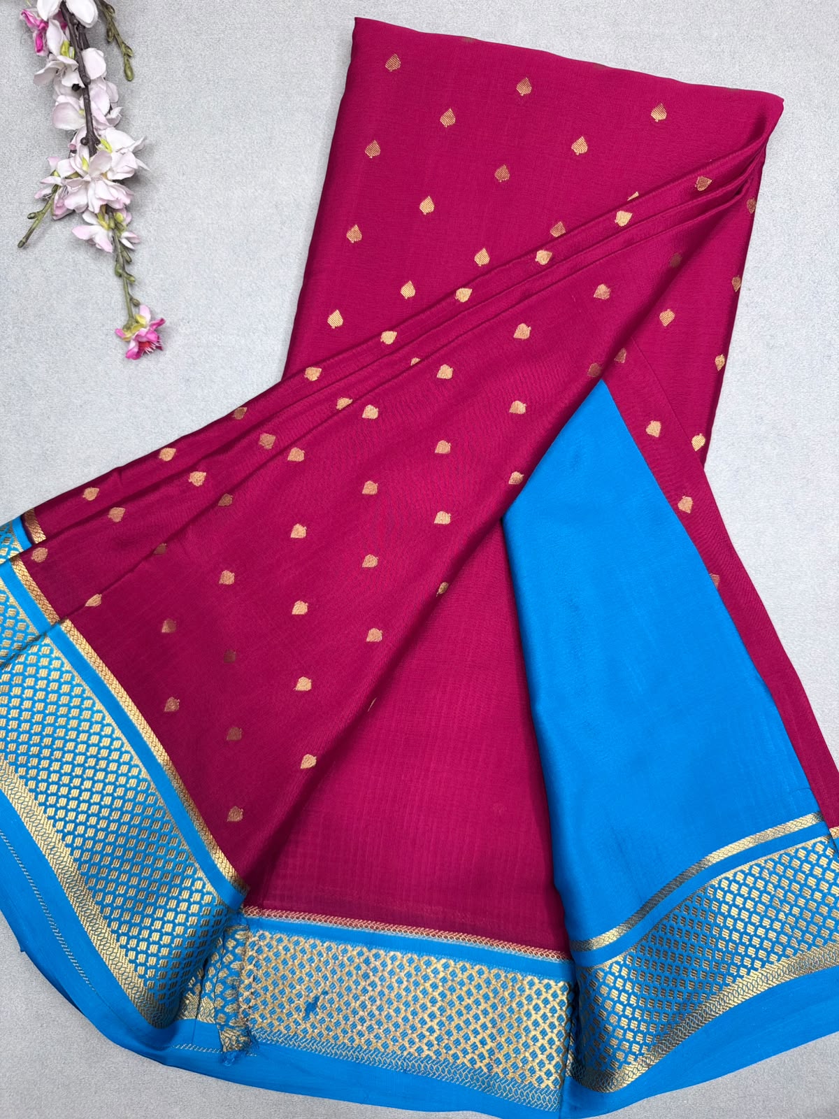 Red Tilaka Butta Pure Mysore Crepe Silk Saree 110