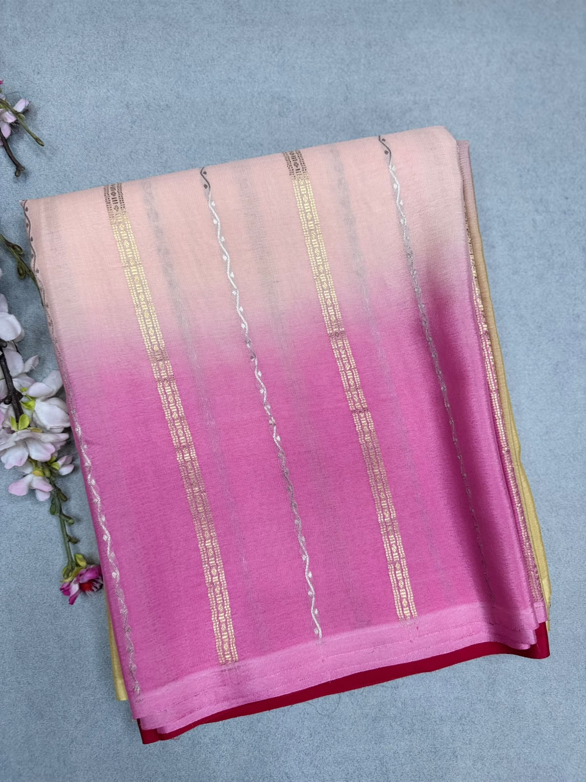 Rangkart Stripes Pure Mysore Crepe Silk Saree 110