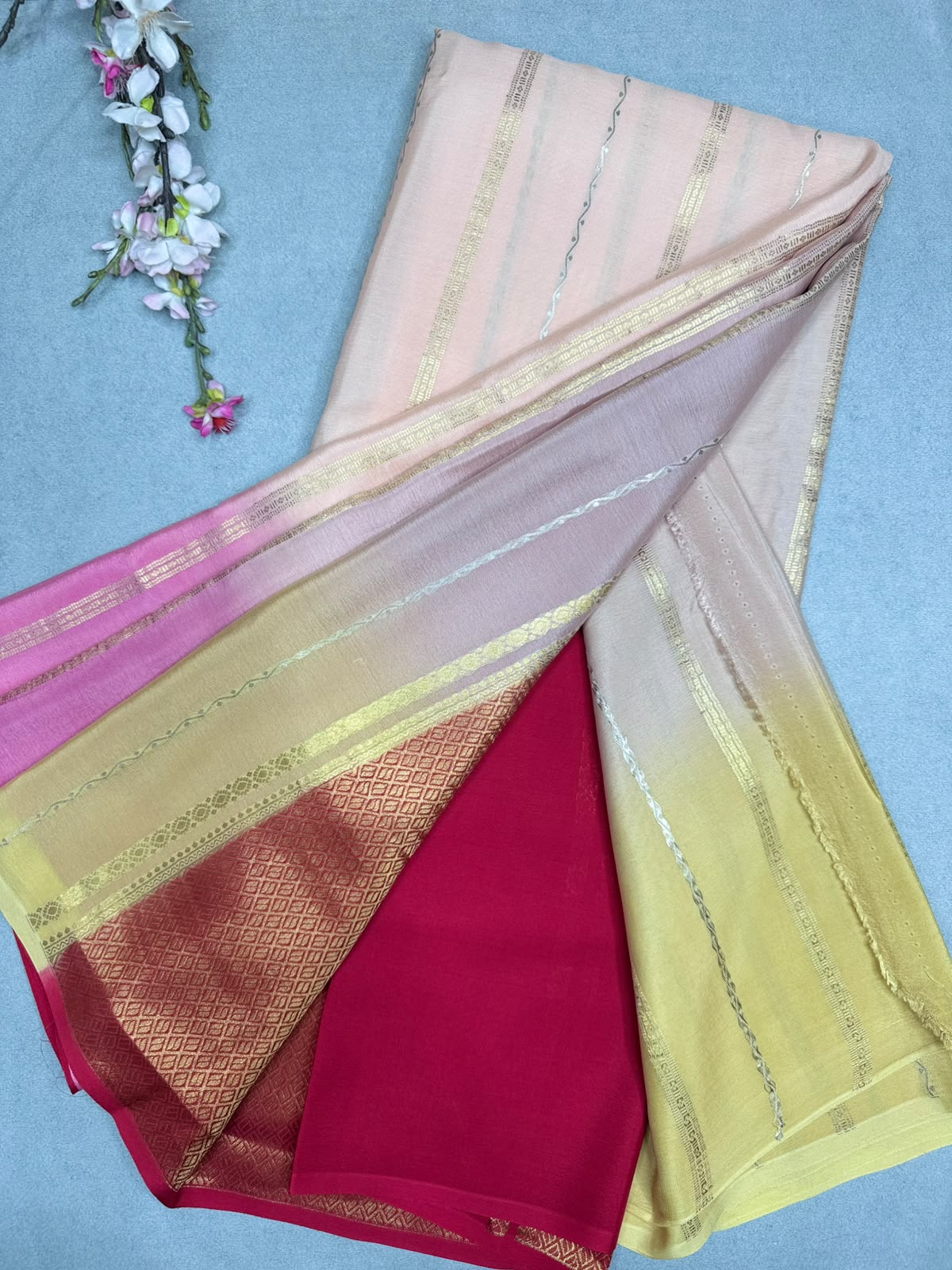 Rangkart Stripes Pure Mysore Crepe Silk Saree 110