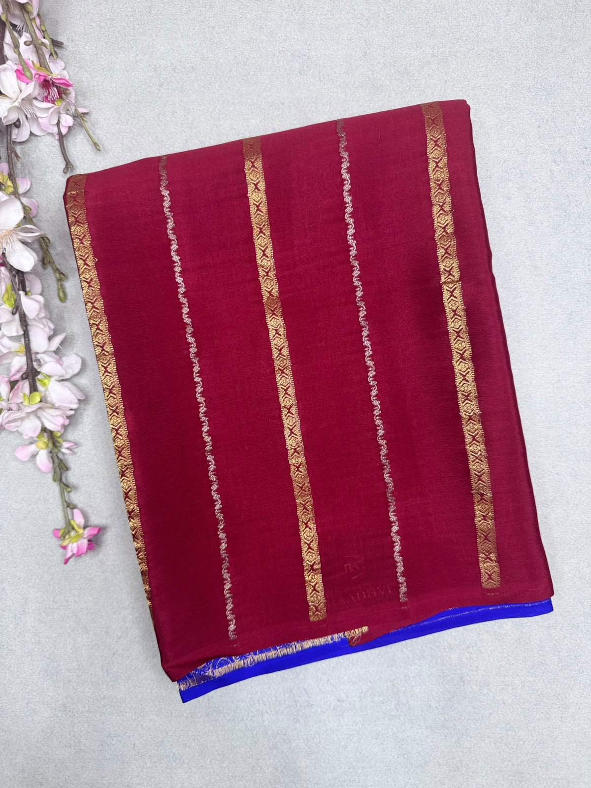 Maroon Stripes Pure Mysore Crepe Silk Saree 110