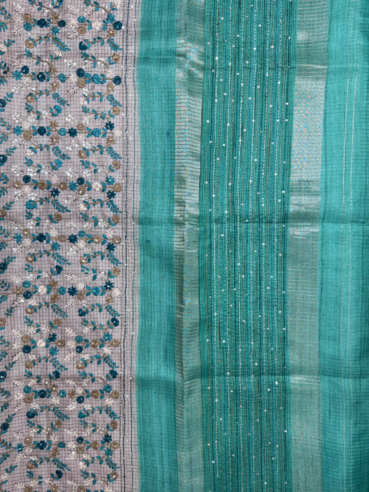 Green Knot Work Semi Tussar Saree 110
