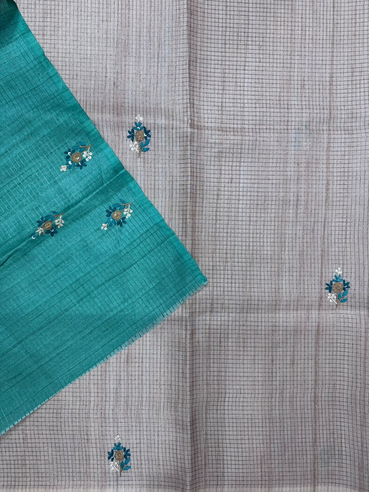 Green Knot Work Semi Tussar Saree 110