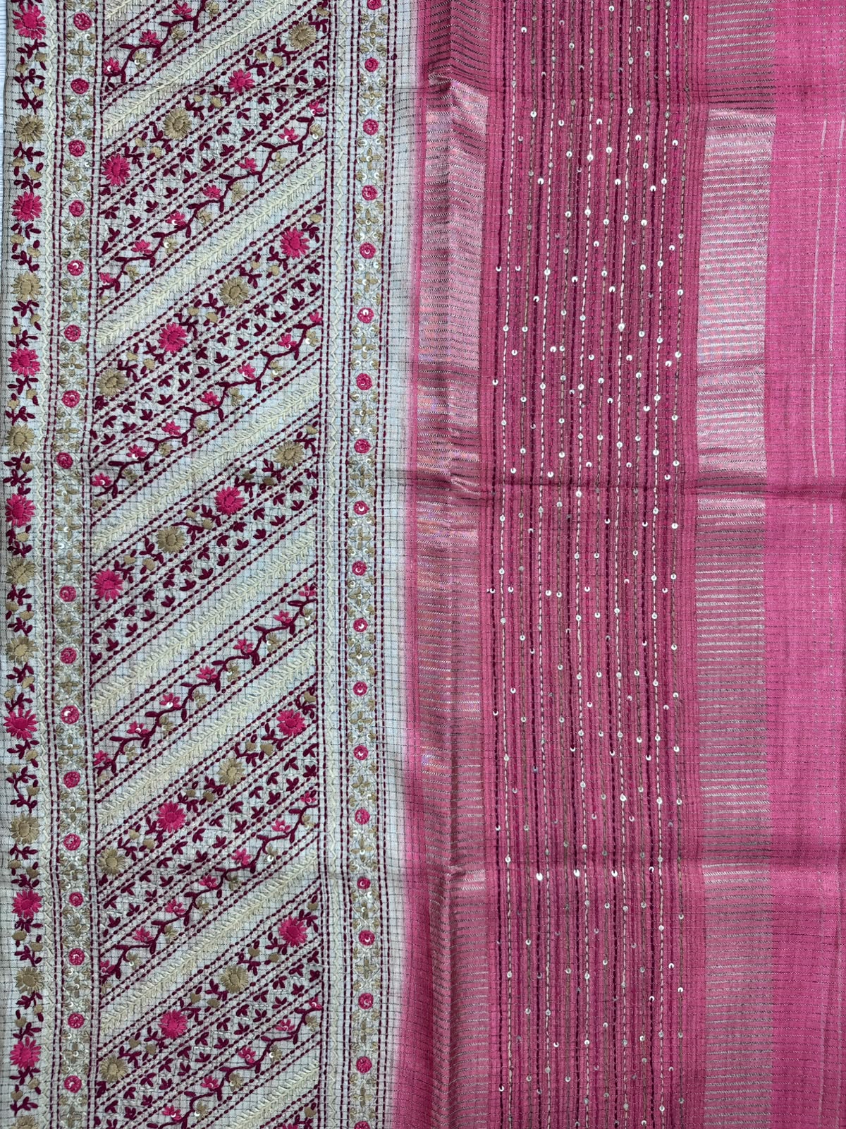 Peach Knot Work Semi Tussar Saree 110