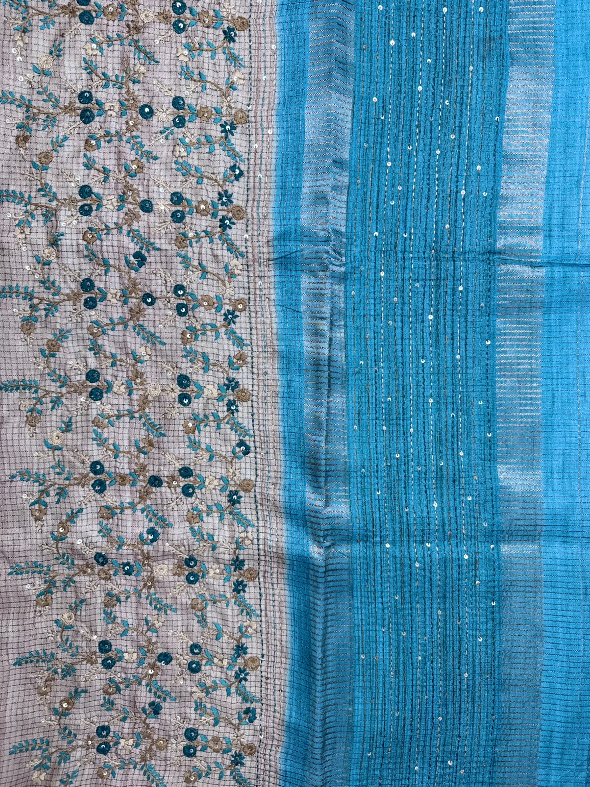 Blue Knot Work Semi Tussar Saree 110