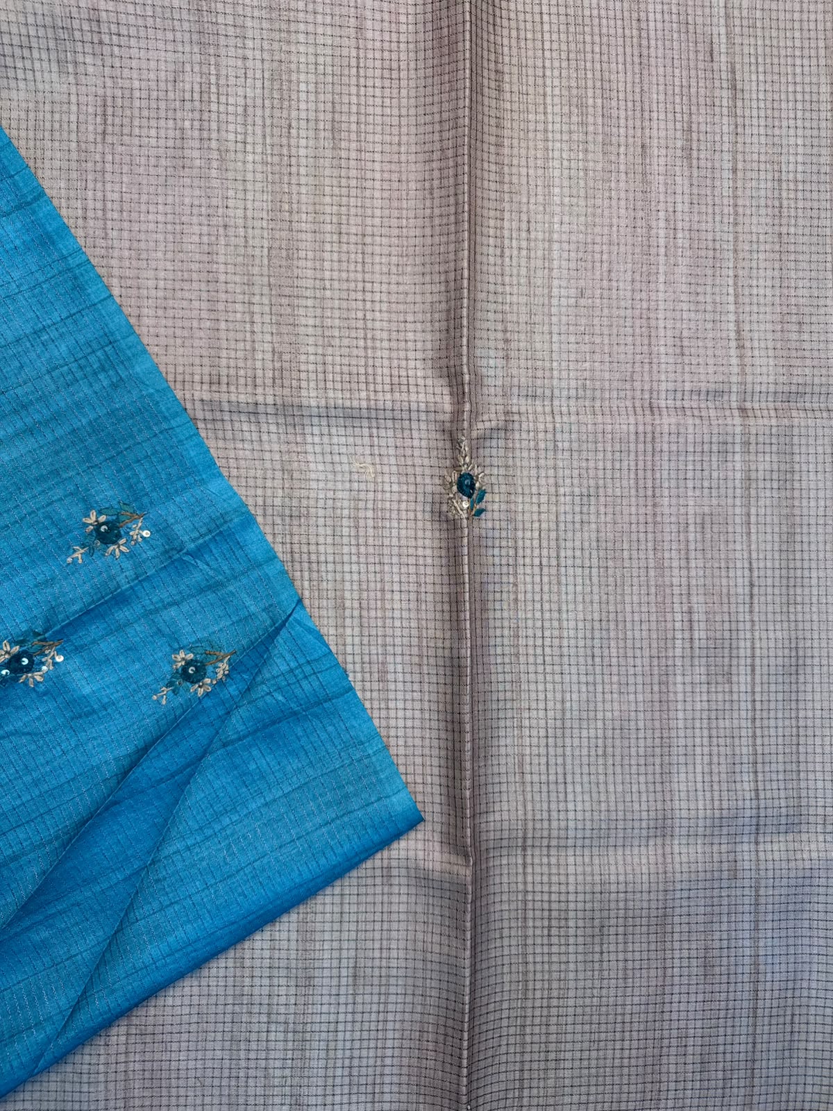 Blue Knot Work Semi Tussar Saree 110