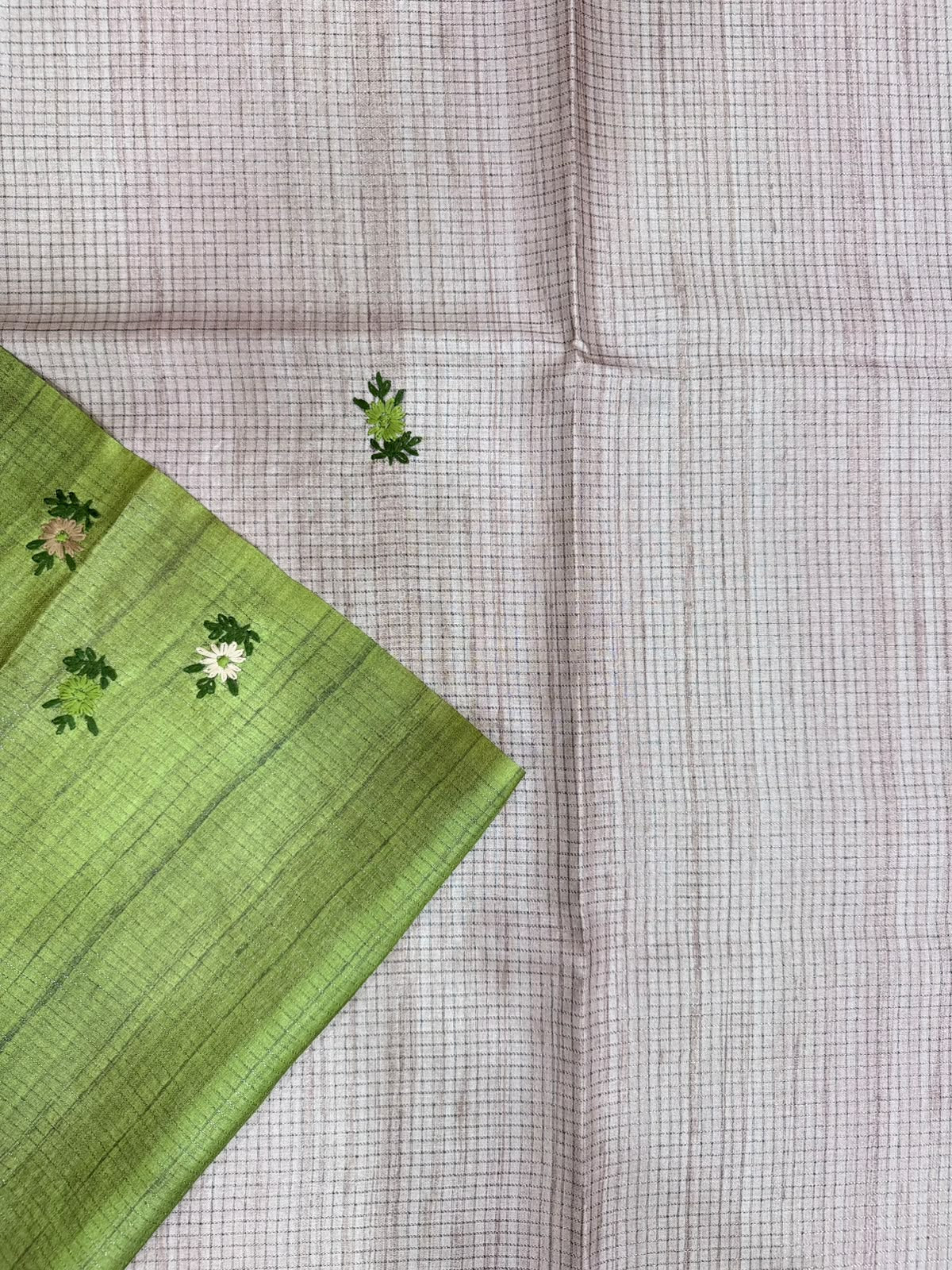 Green Knot Work Semi Tussar Saree 110