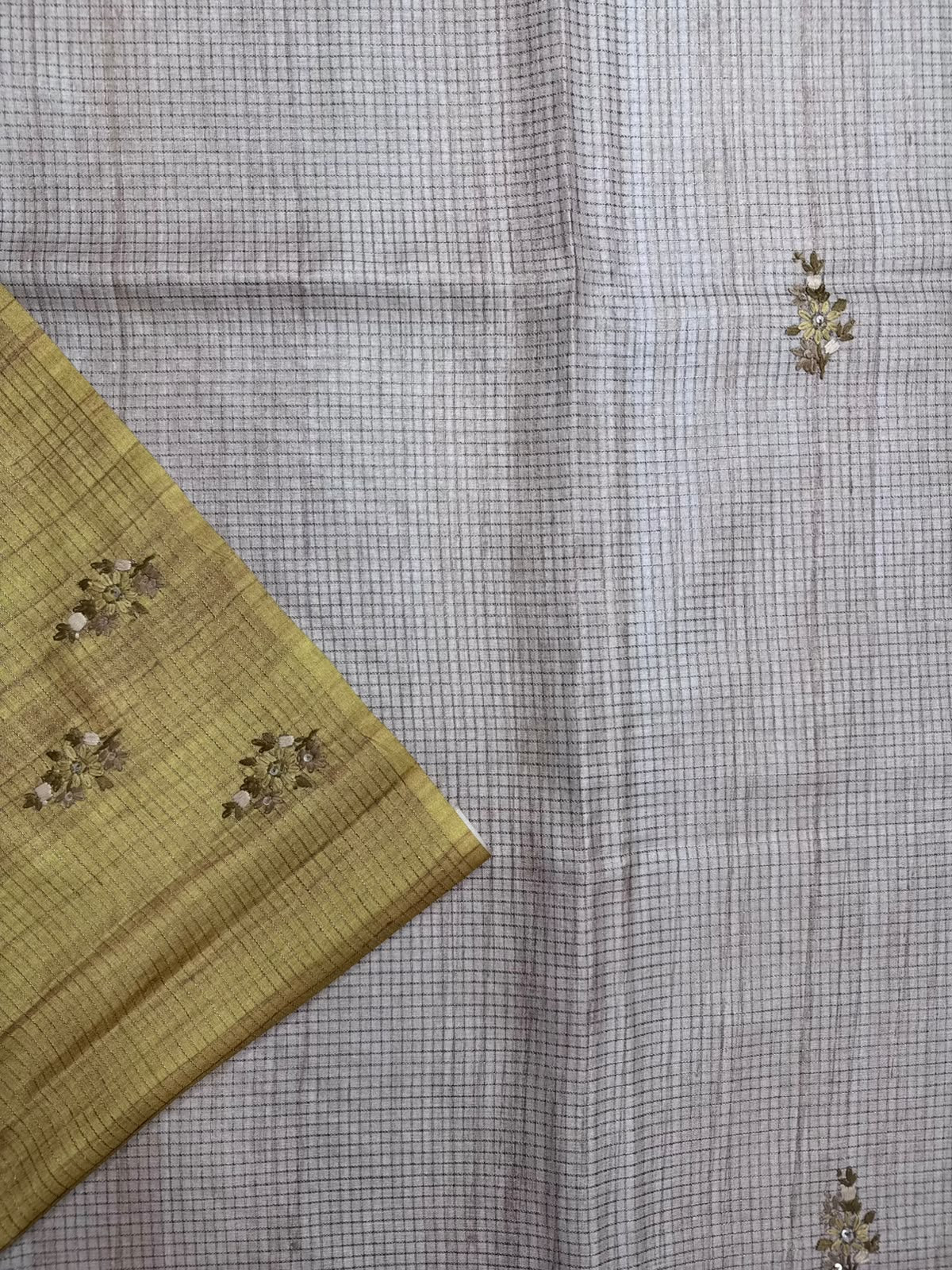 Mustard Knot Work Semi Tussar Saree 110