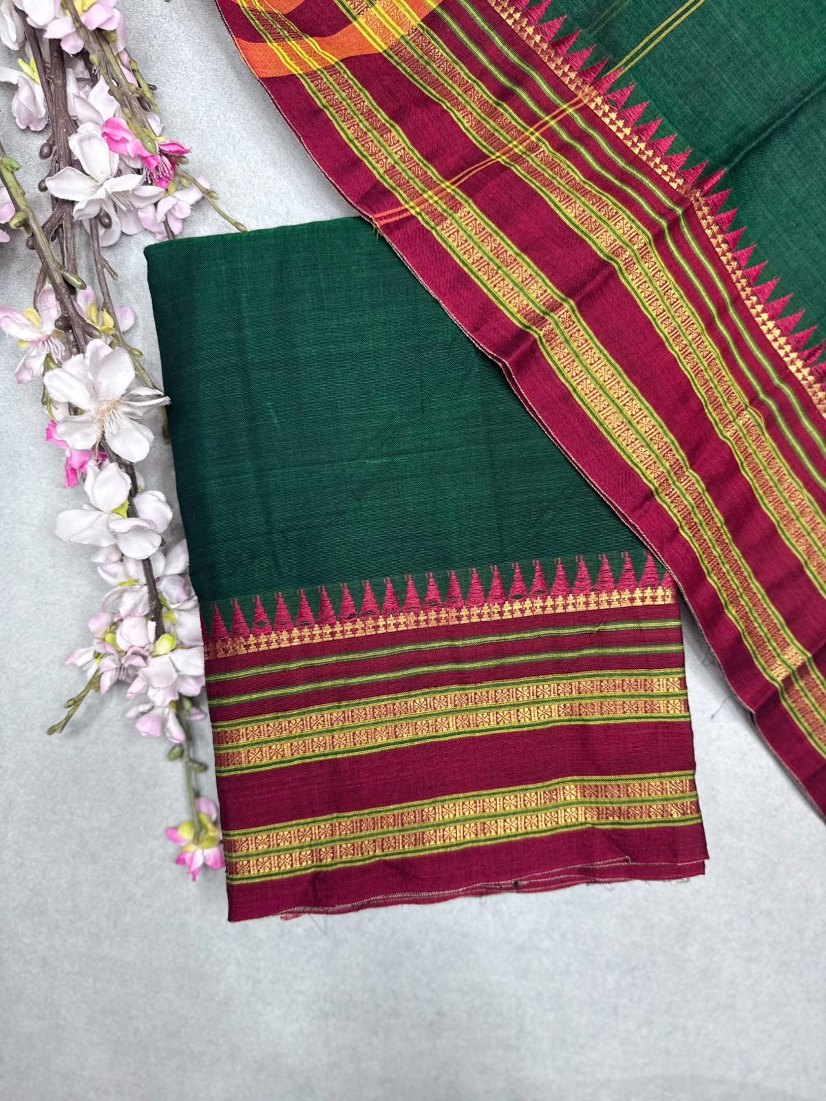 Green Handloom Cotton Dress Material 110