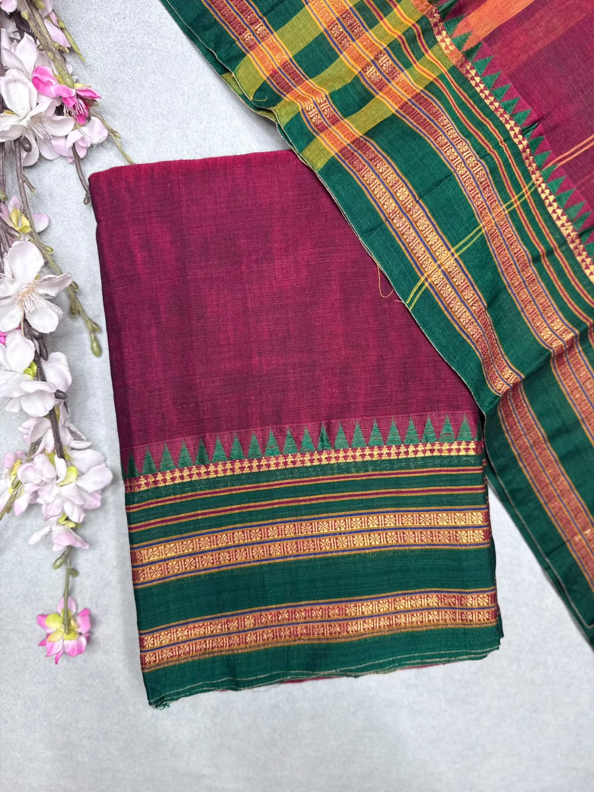 Maroon Handloom Cotton Dress Material 110