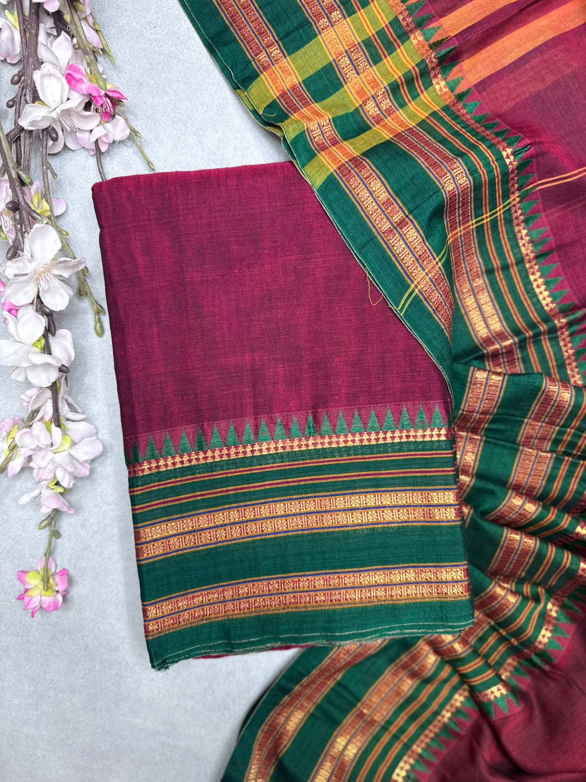 Maroon Handloom Cotton Dress Material 110