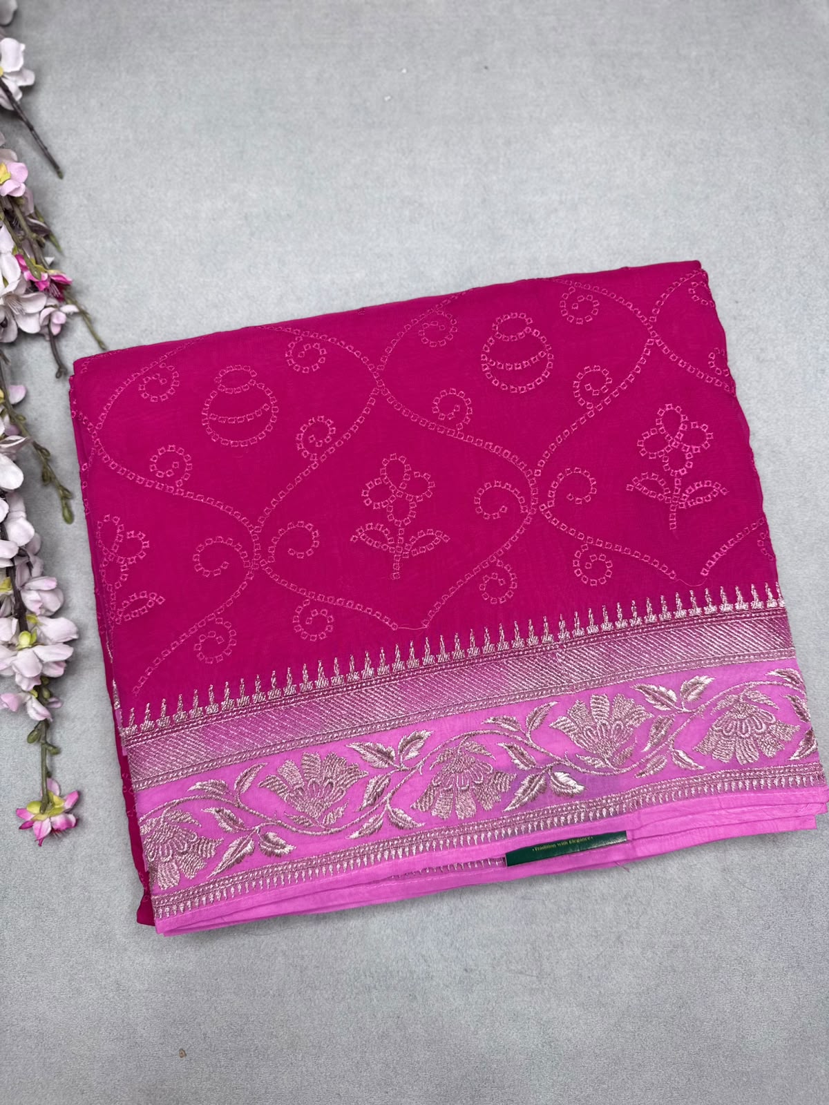 Pink Chikankari Organza Saree 110