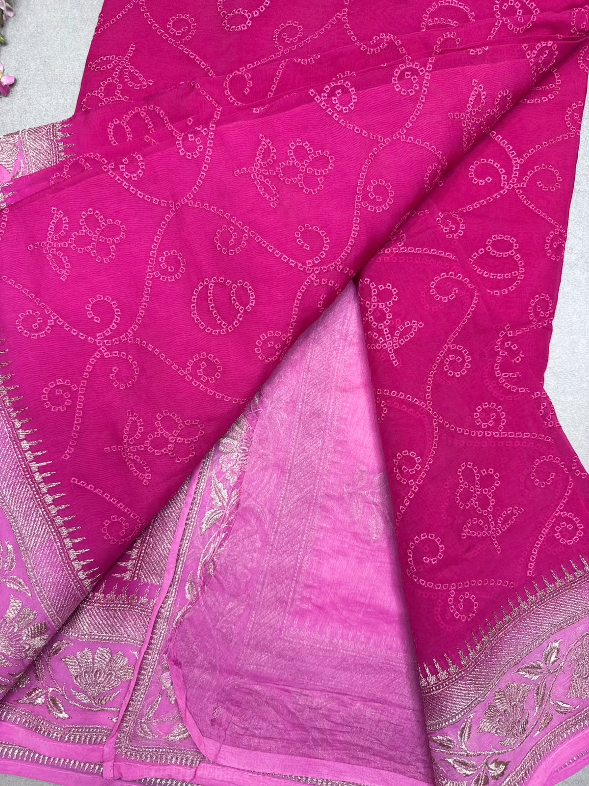 Pink Chikankari Organza Saree 110