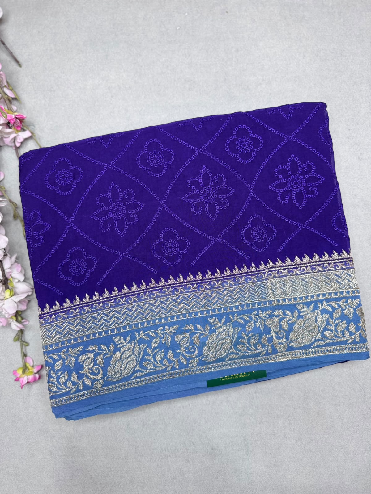 Purple Chikankari Organza Saree 110
