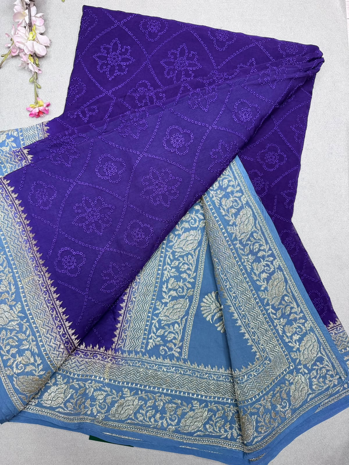 Purple Chikankari Organza Saree 110