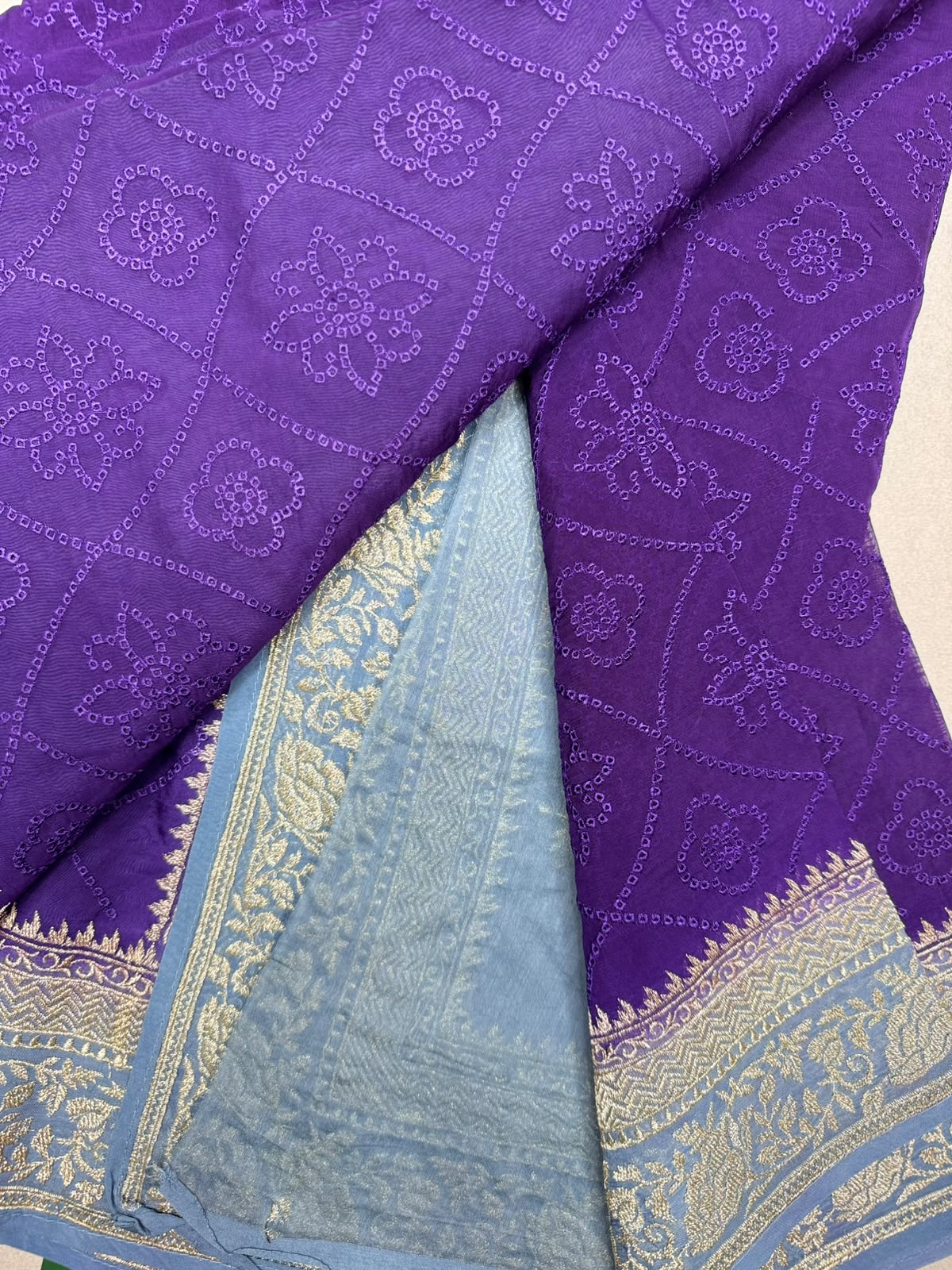 Purple Chikankari Organza Saree 110