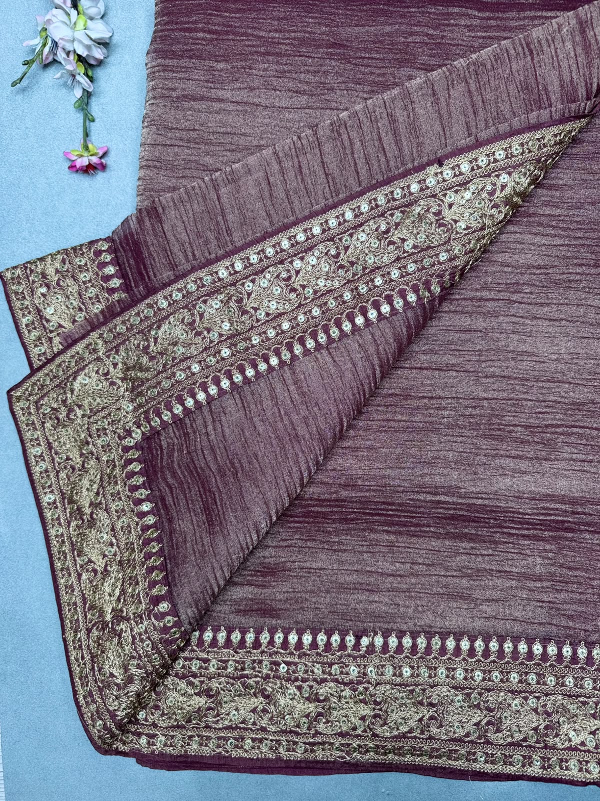Peach Crush Organza with Kalamkari Blouse Saree 110