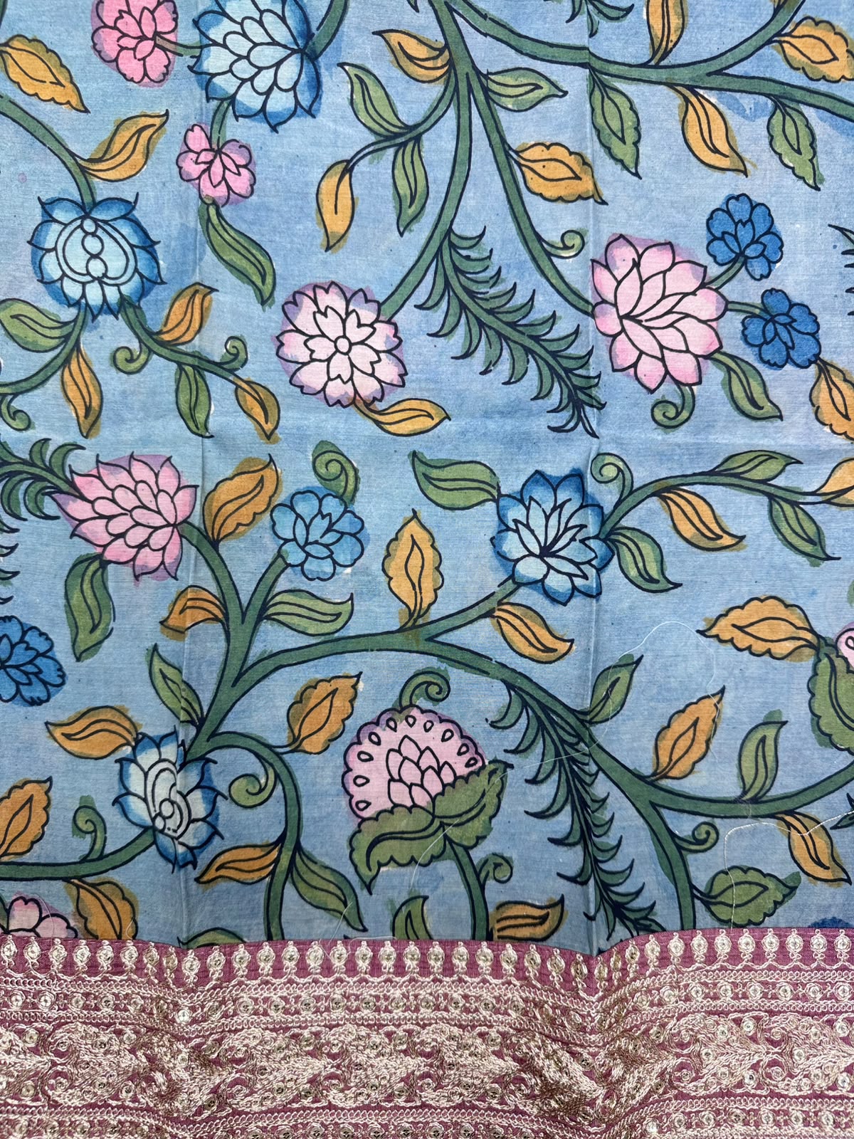 Peach Crush Organza with Kalamkari Blouse Saree 110