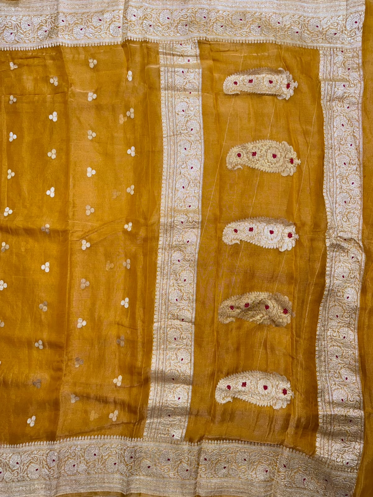 Mustard Small Butta Pure Tissue Chiffon Saree 110