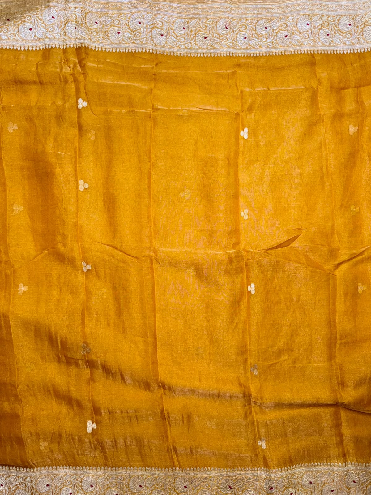 Mustard Small Butta Pure Tissue Chiffon Saree 110