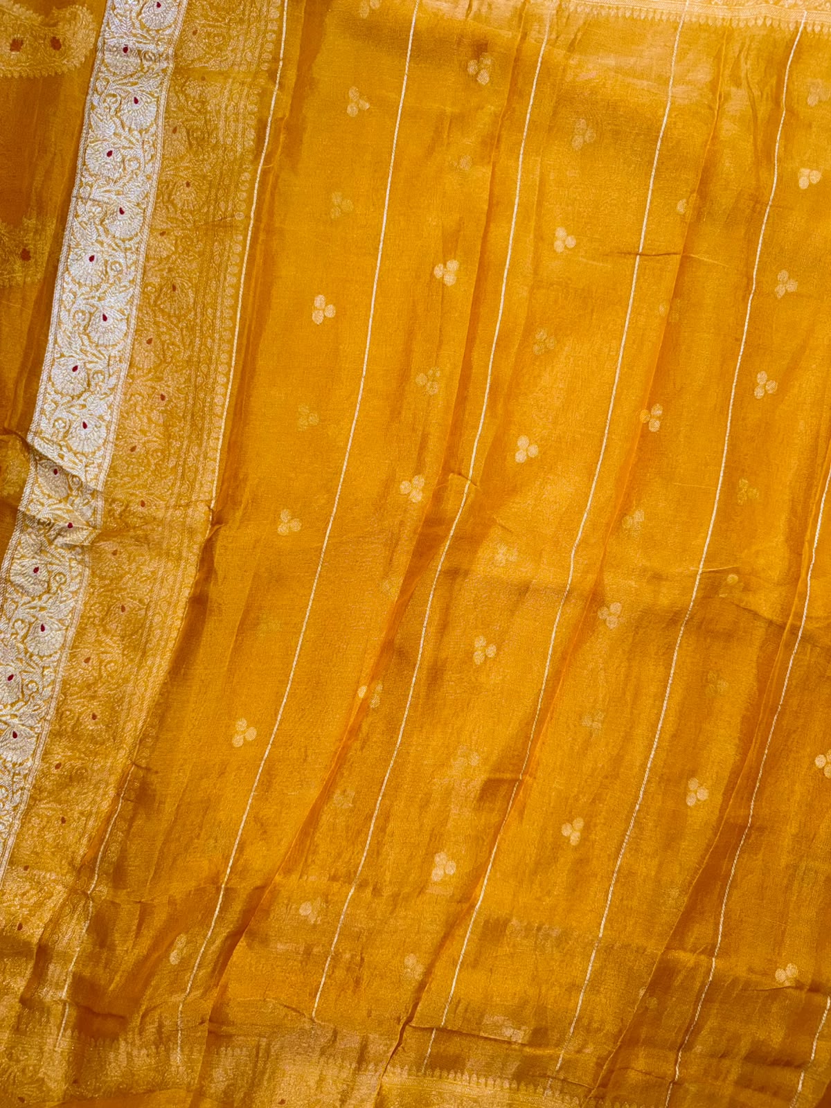 Mustard Small Butta Pure Tissue Chiffon Saree 110