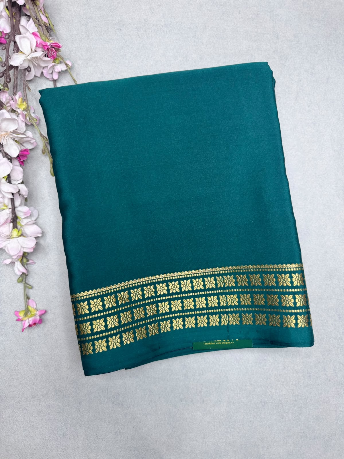 Green Pure Zari Mysore Silk CSG with Contrast Blouse Saree 110