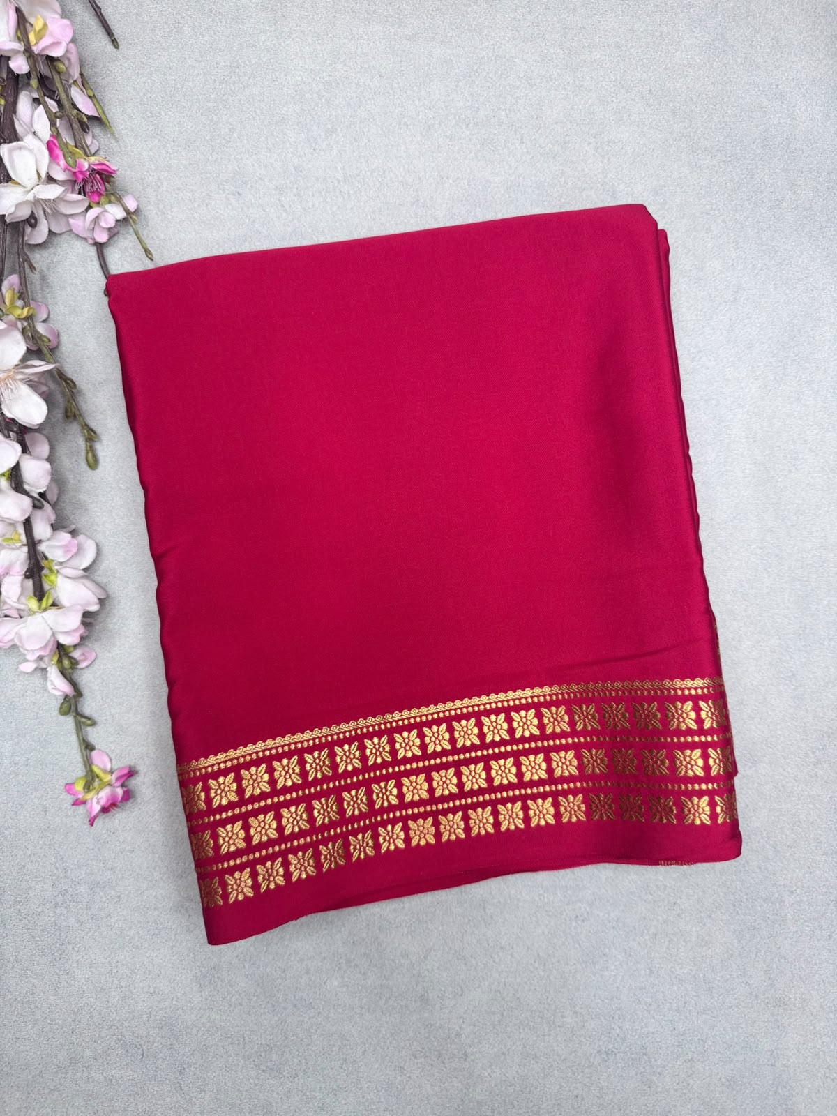 Red Pure Zari Mysore Silk CSG with Contrast Blouse Saree 110