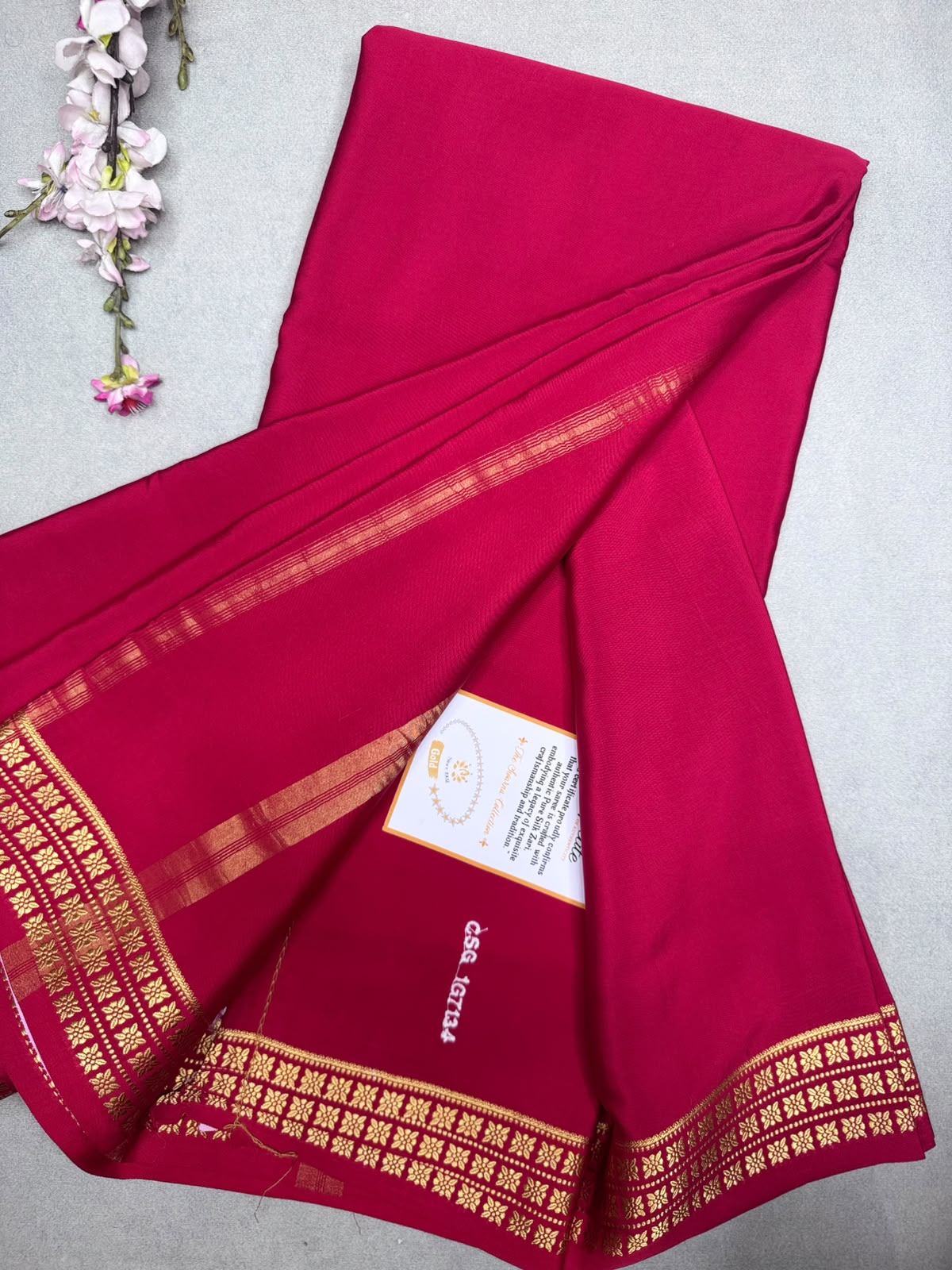 Red Pure Zari Mysore Silk CSG with Contrast Blouse Saree 110